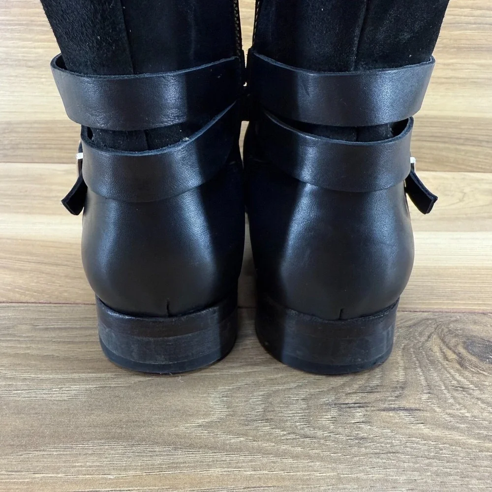 Sezane Womens Ankle Boots 6.5 EU 37 Black‎ Leather Ankle Slip On Equestrian Zip